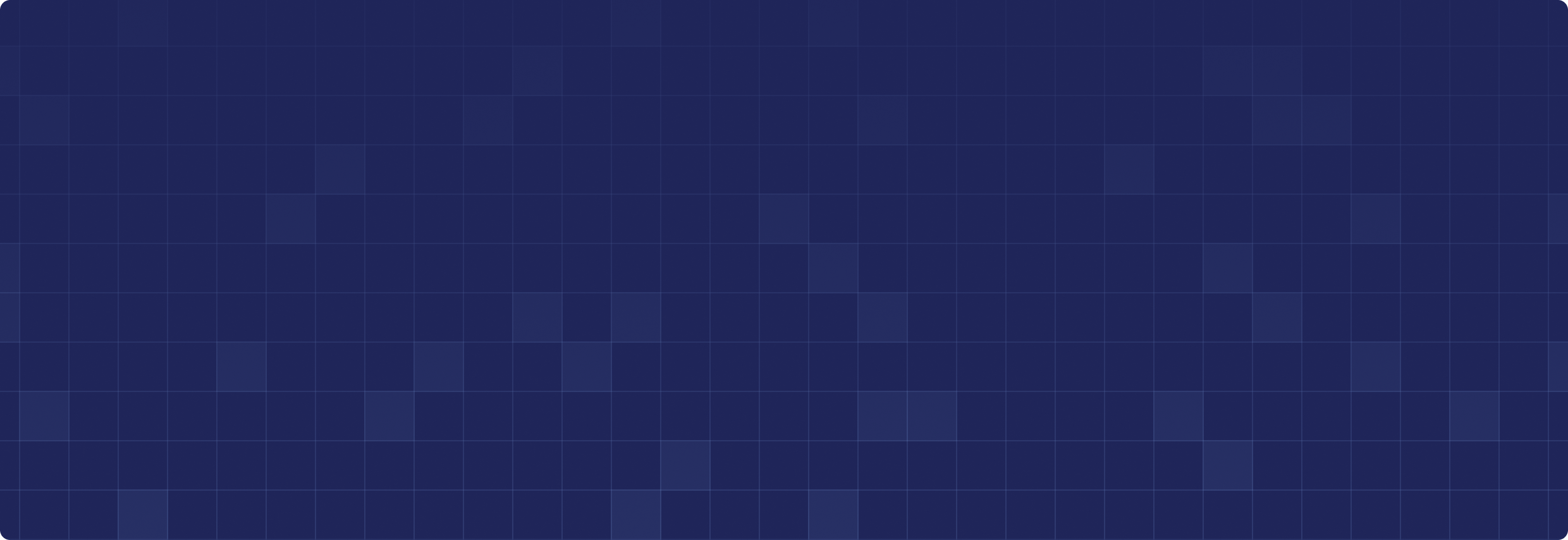 Dark blue grid background with a subtle pattern of lighter and darker squares.