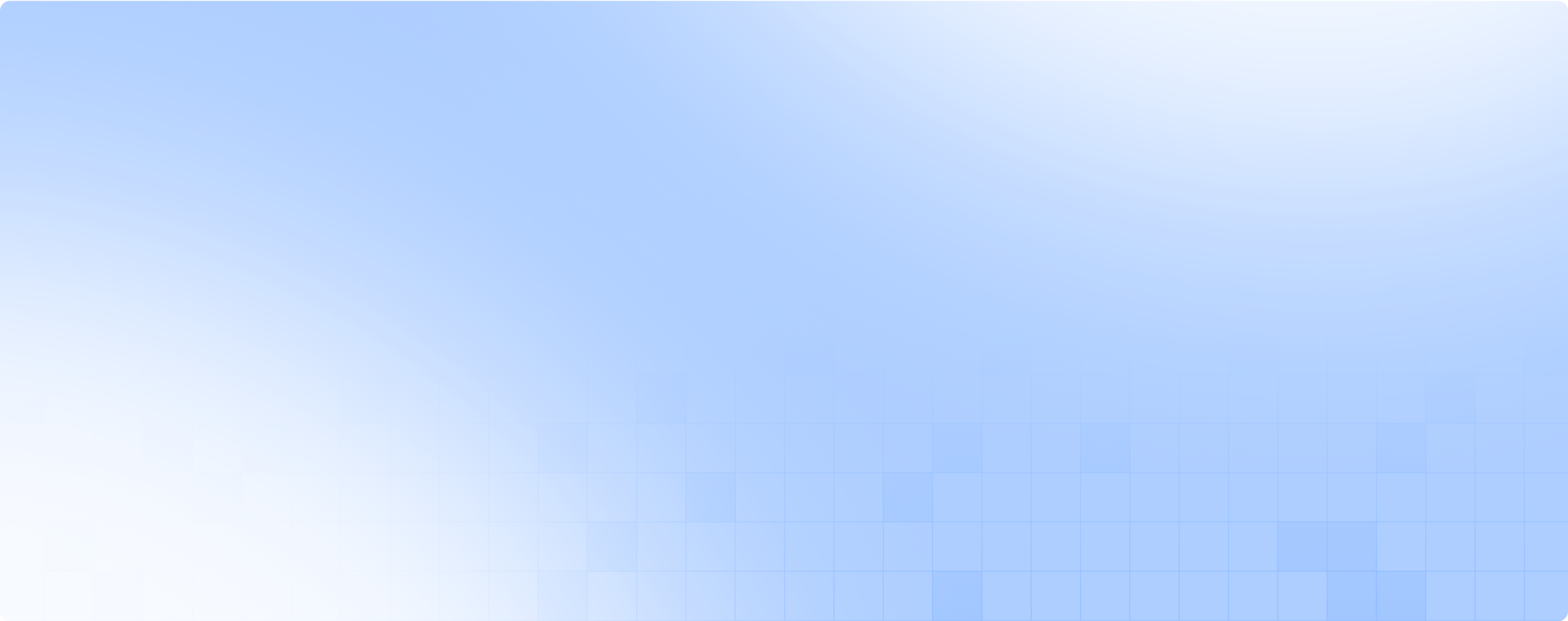 Light blue gradient background with subtle grid pattern and rounded corners.