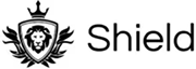 Black shield logo with a white shield shape outlined inside.