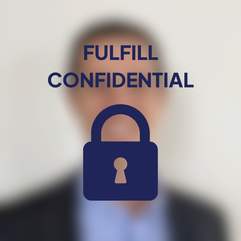 Blurred portrait of a person with a large blue lock icon and the text 'FULFILL CONFIDENTIAL' overlaid.