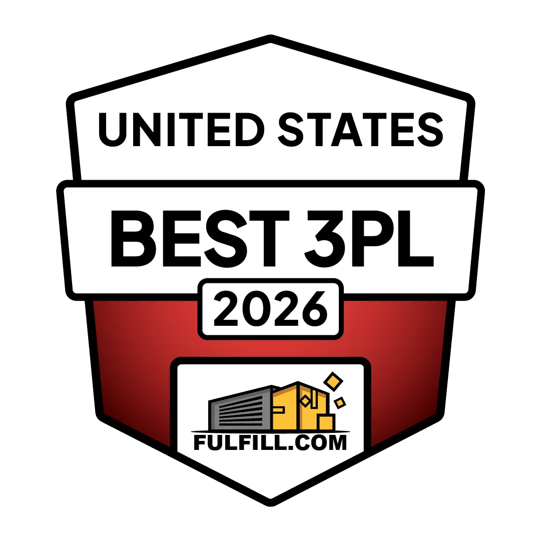 United States Best 3PL 2026 badge with fulfill.com logo featuring a warehouse and boxes.
