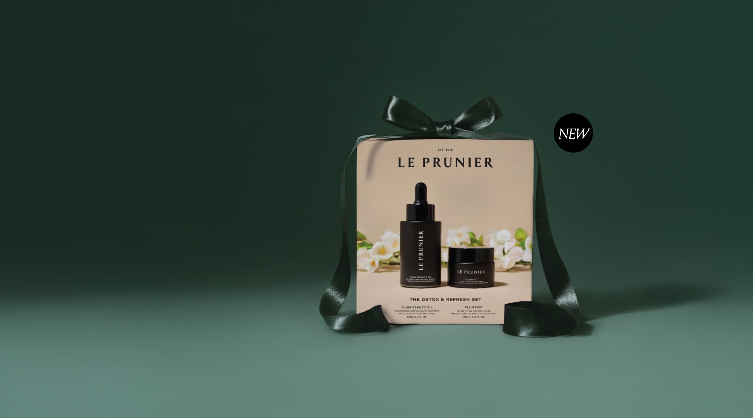 Le Prunier presents a clean, luxurious aesthetic with a sophisticated color palette featuring soft, natural tones. The homepage design emphasizes premium product photography with elegant product shots of their signature Plumtox clarifying enzyme mask and Plum Beauty Oil against minimalist backgrounds. The layout is modern and spacious, with clear typography and well-organized product sections. Holiday promotional banners feature refined styling with professional product photography. The brand's visual identity conveys natural luxury and farm-to-face authenticity, with emphasis on the plum ingredient story. Product images showcase sleek packaging design with clean lines, while the overall website design maintains an upscale, spa-like feeling that appeals to discerning skincare enthusiasts seeking natural, effective beauty solutions.