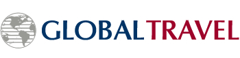 The Global Travel website features a clean, professional design centered around travel imagery and functionality. The main logo appears to be a simple 'GT' design representing 'Global Travel'. The homepage showcases stunning destination photography, including what appears to be a Stockholm cityscape image in the main slider. The color scheme uses professional blues and whites typical of travel industry branding. The layout includes clear navigation for business and leisure travel options, with prominent call-to-action elements encouraging users to contact travel advisors. A chat interface features an illustrated customer service representative, emphasizing personal service. The overall visual identity conveys trustworthiness and expertise in travel planning, with imagery that evokes wanderlust and professional travel management. The design balances corporate functionality with aspirational travel imagery to appeal to both business and leisure travelers.