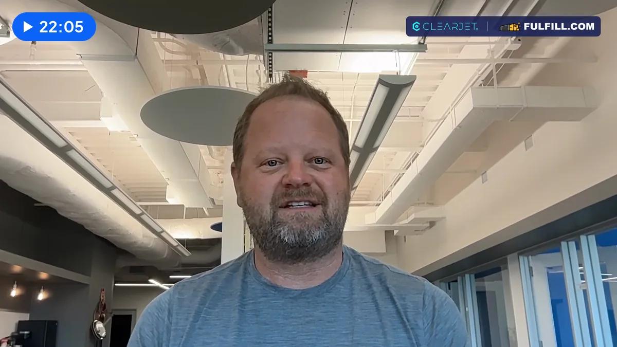 Chris Guggenheim, CEO of ClearJet, explaining what happens when a regional carrier's 53-foot truck fills up. Plays the interview at 22:05.